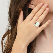 Load image into Gallery viewer, Abstract Green Chrysoprase and Golden Ring