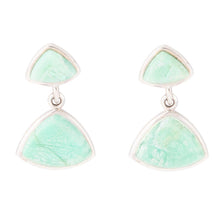 Load image into Gallery viewer, Abstract Green Chrysoprase Sterling Silver Drop Earrings