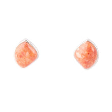 Load image into Gallery viewer, Abstract Orange Sponge Coral and Sterling Silver Stud Earrings