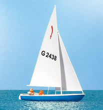 Load image into Gallery viewer, Preiser 10679 HO Scale Korsar Sailboat w/3 Sailors -- Sails Up