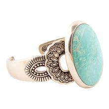 Load image into Gallery viewer, Agave Turquoise and Bronze Statement Cuff Bracelet