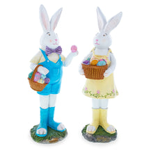 Load image into Gallery viewer, Enchanted Meadow Bunnies Hand-Painted Resin Centerpiece Figurine Set 12 Inches