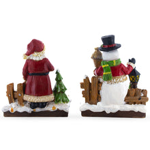 Load image into Gallery viewer, Set of 2 Santa and Snowman Candle Holders 6 Inches