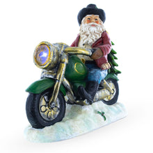 Load image into Gallery viewer, Santa the Cowboy Riding Motorcycle LED Light Figurine 8.5 Inches