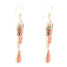 Load image into Gallery viewer, Albie Orange Sponge Coral and Golden Drop Earrings
