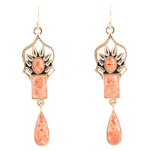 Load image into Gallery viewer, Albie Orange Sponge Coral and Golden Drop Earrings