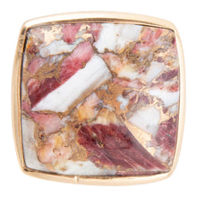 Load image into Gallery viewer, Square Purple Spiny Oyster Shell Matrix and Bronze Ring