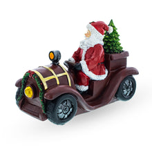 Load image into Gallery viewer, Santa Driving Classic Car with LED Lights Figurine 10.5 Inches Long