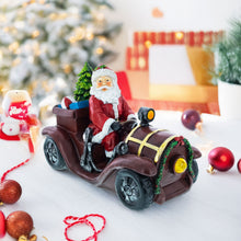 Load image into Gallery viewer, Santa Driving Classic Car with LED Lights Figurine 10.5 Inches Long