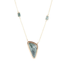 Load image into Gallery viewer, Alpine Green Seraphinite and Golden Necklace