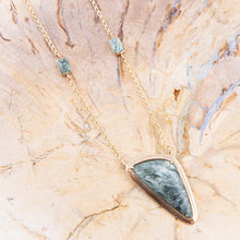 Load image into Gallery viewer, Alpine Green Seraphinite and Golden Necklace