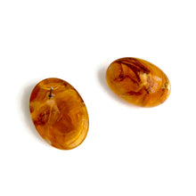 Load image into Gallery viewer, Honey Golden Amber Marbled Oval Stud Earrings