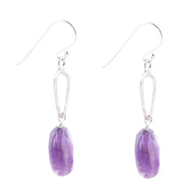 Load image into Gallery viewer, Amethyst and Sterling Silver Drop Earrings