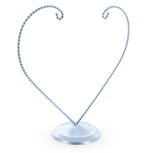 Load image into Gallery viewer, Open-Top Heart Twisted Silver Metal Ornament Display Stand 9 Inches (Poland)
