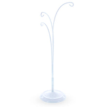 Load image into Gallery viewer, 3-Arm Botanical Style White Painted Metal Ornament Display Stand 12 Inches (Poland)