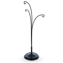Load image into Gallery viewer, 3-Arm Botanical Style Black Painted Metal Ornament Display Stand 12 Inches (Poland)