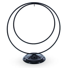 Load image into Gallery viewer, Contemporary Double Circle Black Painted Metal Ornament Display Stand 8.2 Inches (Poland)
