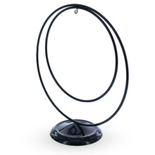 Load image into Gallery viewer, Contemporary Double Circle Black Painted Metal Ornament Display Stand 8.2 Inches (Poland)