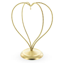 Load image into Gallery viewer, Double Wire Heart Twisted Gold Metal Ornament Display Stand 7.8 Inches (Poland)