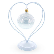 Load image into Gallery viewer, Double Wire Heart Twisted White Paint Metal Ornament Display Stand 7.8 Inches (Poland)