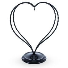 Load image into Gallery viewer, Double Wire Heart Twisted Black Paint Metal Ornament Display Stand 7.8 Inches (Poland)