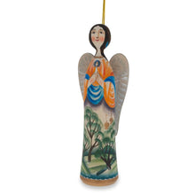 Load image into Gallery viewer, Wooden Hand Carved Angel Figurine Christmas Ornament 5.6 Inches