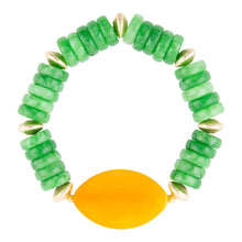 Load image into Gallery viewer, Apricot Green Agate Chunky Golden Bracelet