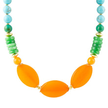 Load image into Gallery viewer, Apricot Orange Agate Chunky Golden Statement Necklace