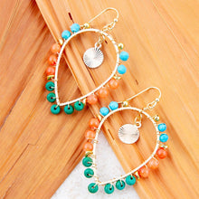 Load image into Gallery viewer, Apricot Teals Multicolor Golden Statement Earrings