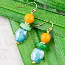 Load image into Gallery viewer, Apricot Colorful Golden Drop Earrings