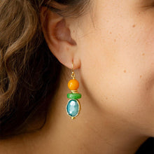 Load image into Gallery viewer, Apricot Colorful Golden Drop Earrings