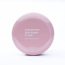Load image into Gallery viewer, pink tin: pomegranate + pink pepper + resin 14 oz candle