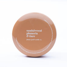 Load image into Gallery viewer, ochre tin: sandalwood + plumeria + tiare 14 oz candle