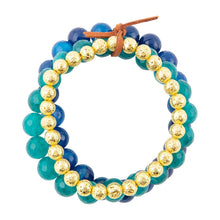 Load image into Gallery viewer, Argo Blue Jade Golden Stretch Bracelet Set