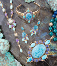 Load image into Gallery viewer, Argo Blue Apatite and Golden Bronze Pendant Necklace