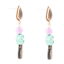 Load image into Gallery viewer, Aruba Blue Abalone Post Golden Drop Earrings
