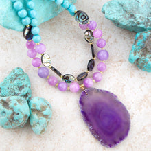 Load image into Gallery viewer, Aruba Purple Jade Statement Pendant Necklace