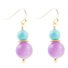 Load image into Gallery viewer, Aruba Purple Jade Golden Drop Earrings