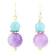 Load image into Gallery viewer, Aruba Purple Jade Golden Drop Earrings