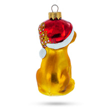 Load image into Gallery viewer, Puppy in Santa Hat with Stocking Glass Christmas Ornament