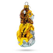 Load image into Gallery viewer, Lion on Gray Rock Glass Christmas Ornament