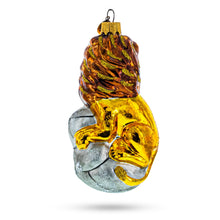 Load image into Gallery viewer, Lion on Gray Rock Glass Christmas Ornament