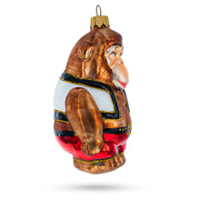 Load image into Gallery viewer, Circus Monkey in Red Shorts and Detailed Vest Glass Christmas Ornament