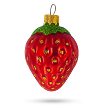 Load image into Gallery viewer, Strawberry with Leaf Glass Christmas Ornament