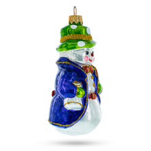Load image into Gallery viewer, Snowman with Red Bow Tie Glass Christmas Ornament