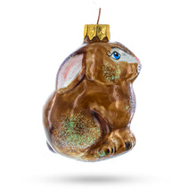 Load image into Gallery viewer, Sitting Rabbit Brown Bunny Glass Christmas Ornament