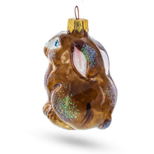 Load image into Gallery viewer, Sitting Rabbit Brown Bunny Glass Christmas Ornament
