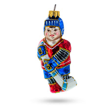 Load image into Gallery viewer, Hockey Player Glass Christmas Ornament