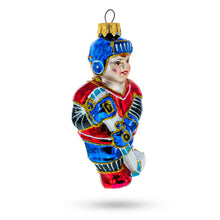 Load image into Gallery viewer, Hockey Player Glass Christmas Ornament