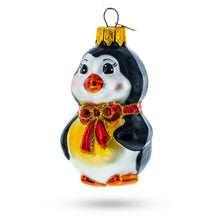 Load image into Gallery viewer, Penguin with Bow Glass Christmas Ornament